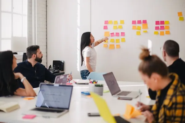 Team strategizing content clusters
